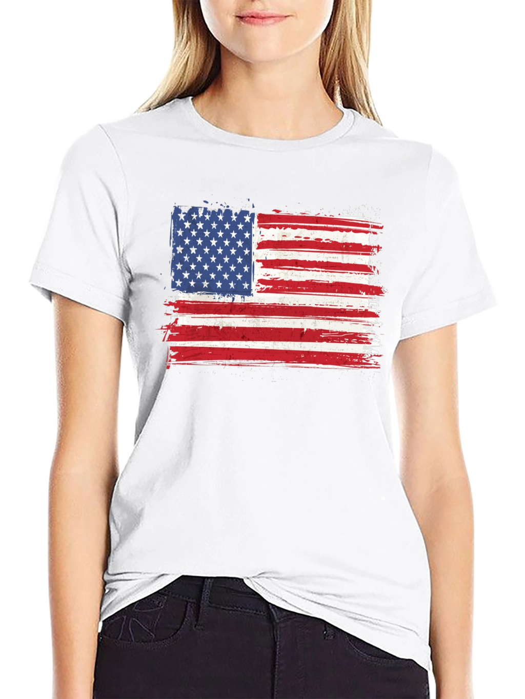 American Flag Graphic Tee - Distressed Patriotic Shirt