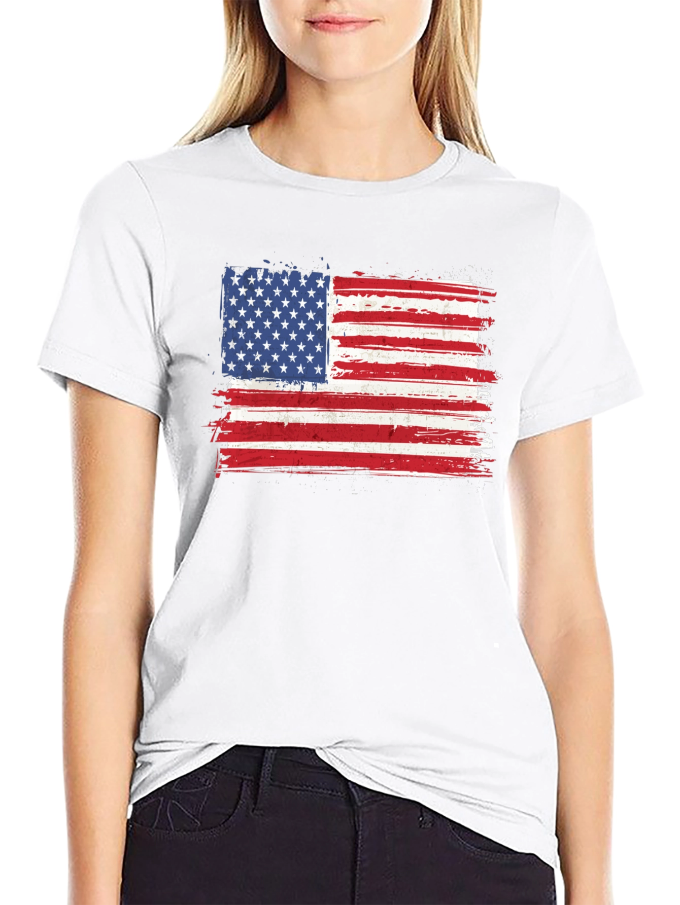 American Flag Graphic Tee - Distressed Patriotic Shirt