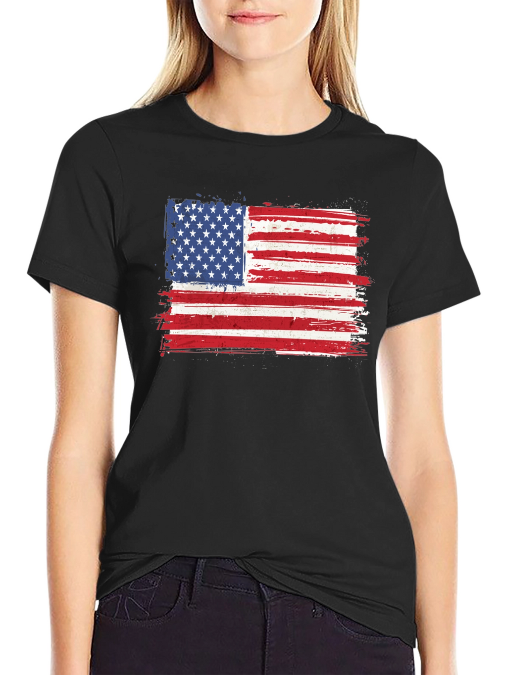 American Flag Graphic Tee - Distressed Patriotic Shirt