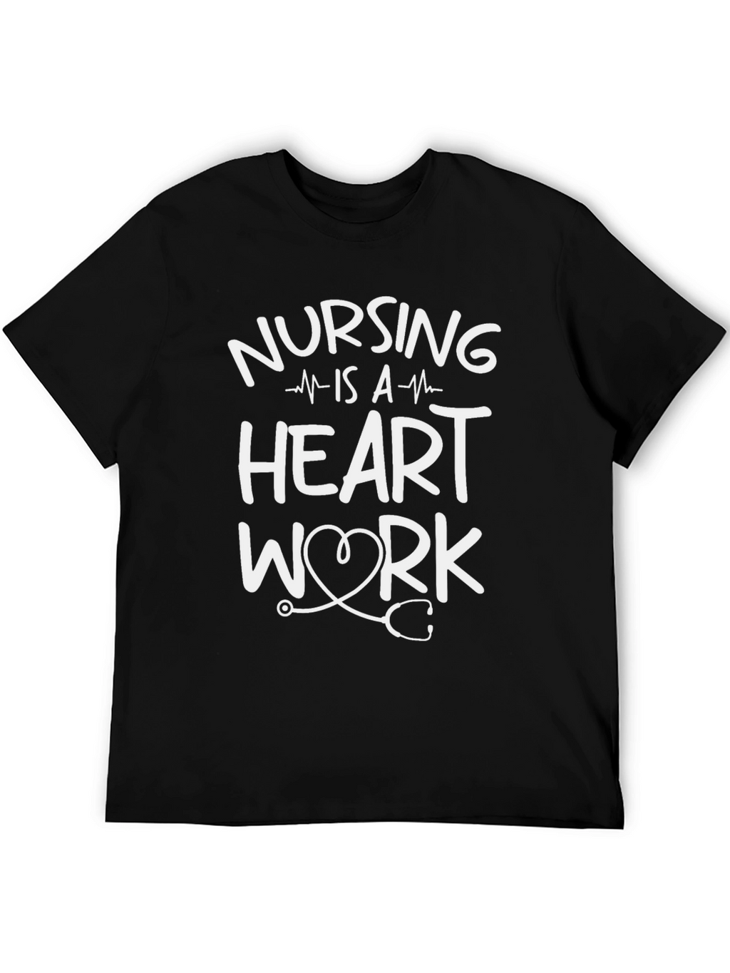 Nursing is a Heart Work Black T-Shirt
