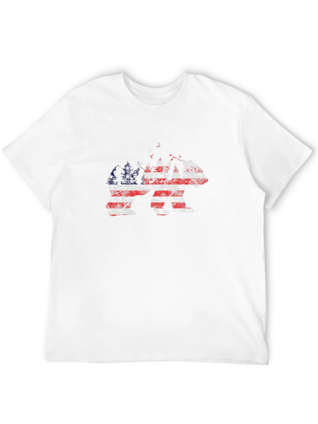 American Flag Bear Graphic Tee - Black
