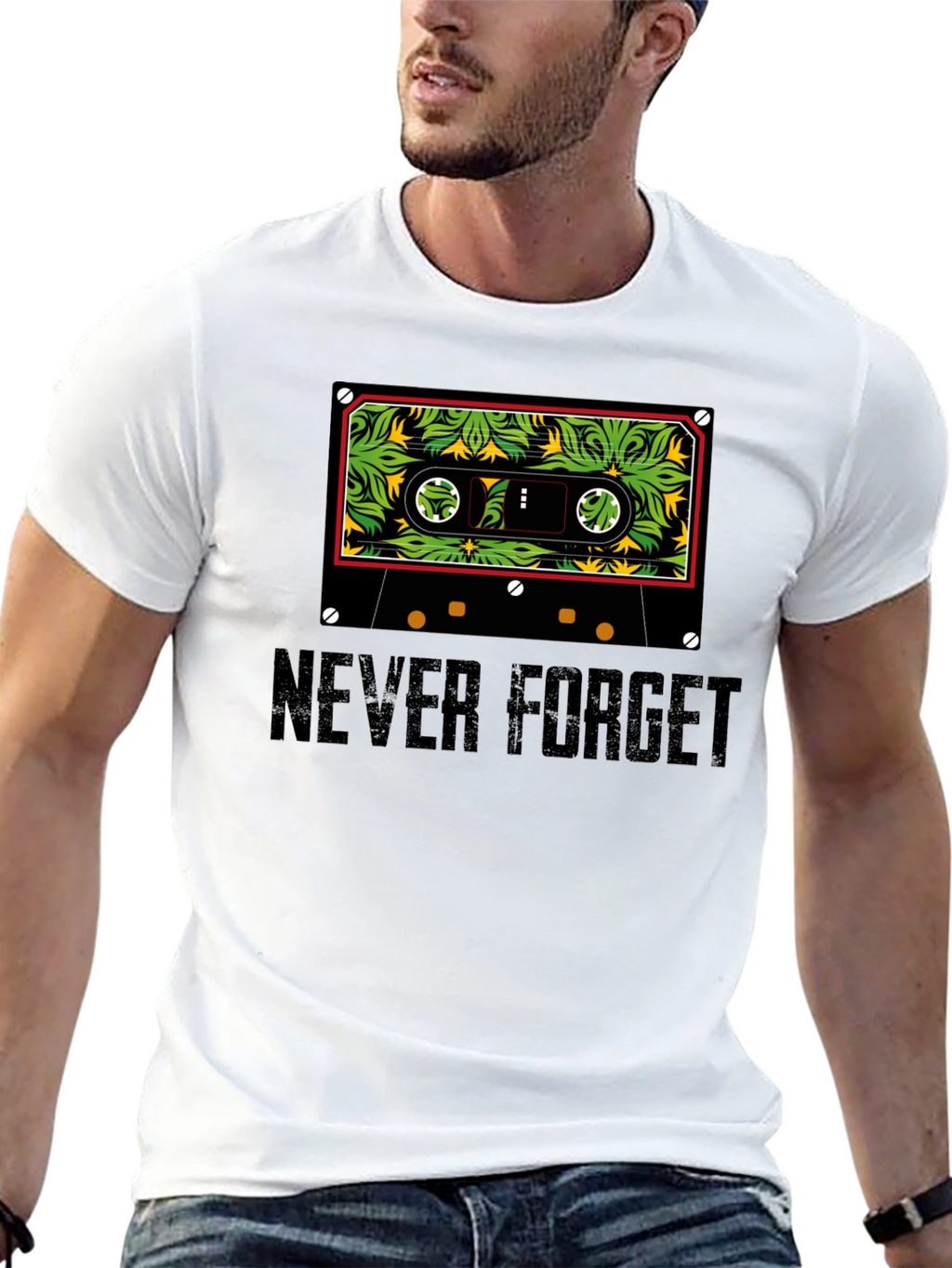 Never Forget Cassette Tape Graphic Tee - Black