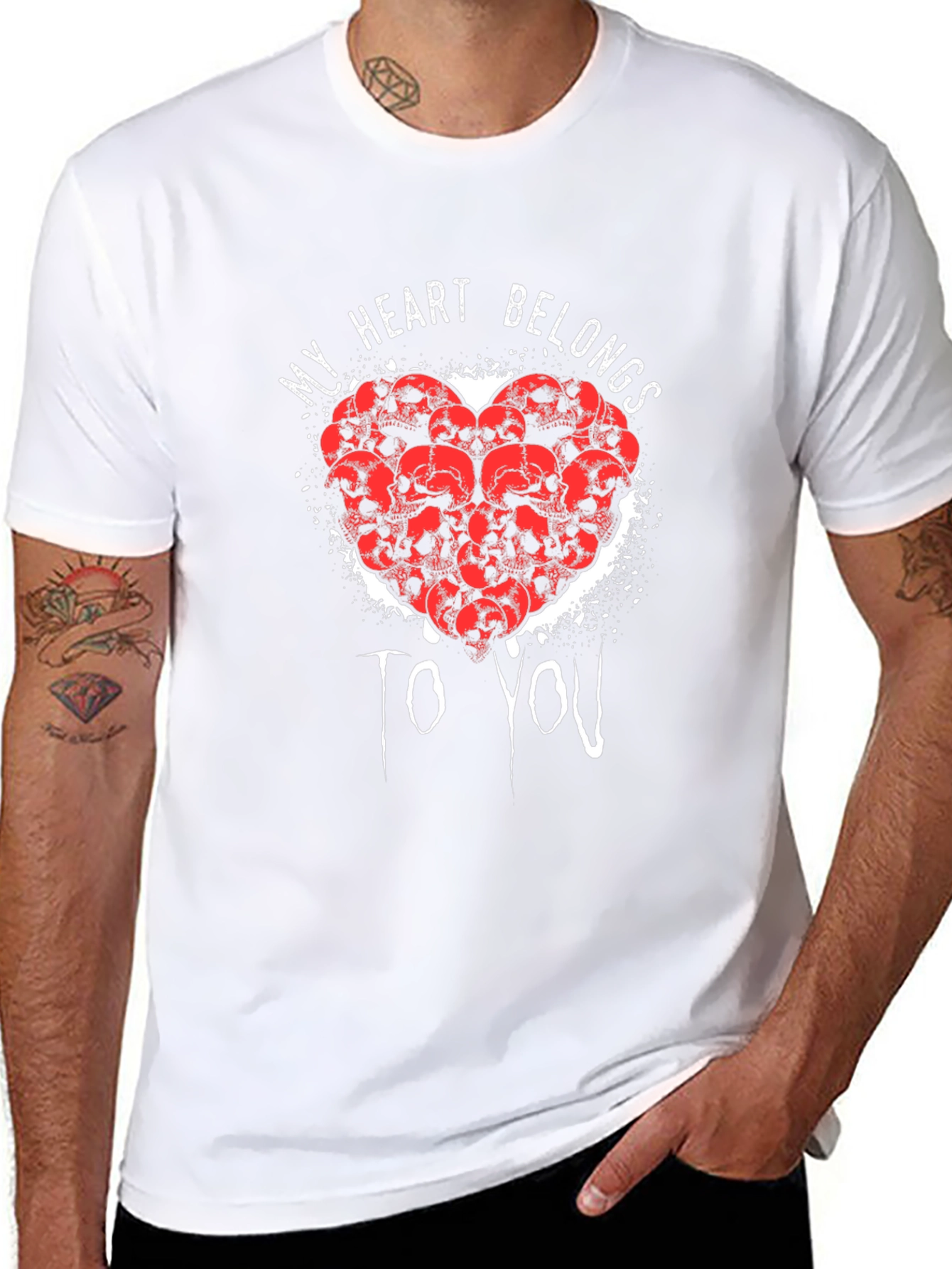 My Heart Belongs To You Skull Heart Graphic Tee