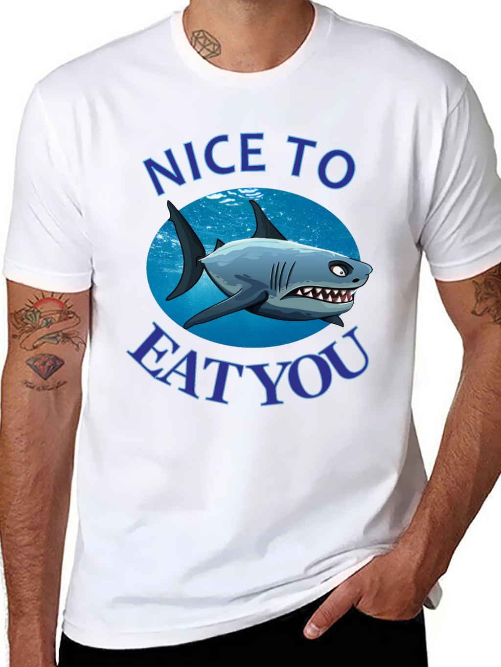 Funny Shark Graphic T-Shirt - Nice to Eat You