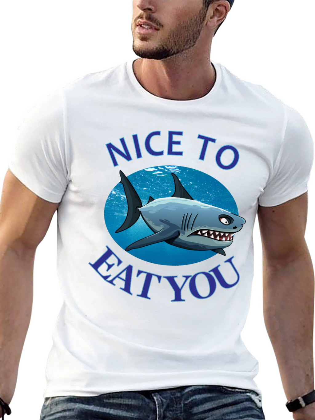 Funny Shark Graphic T-Shirt - Nice to Eat You