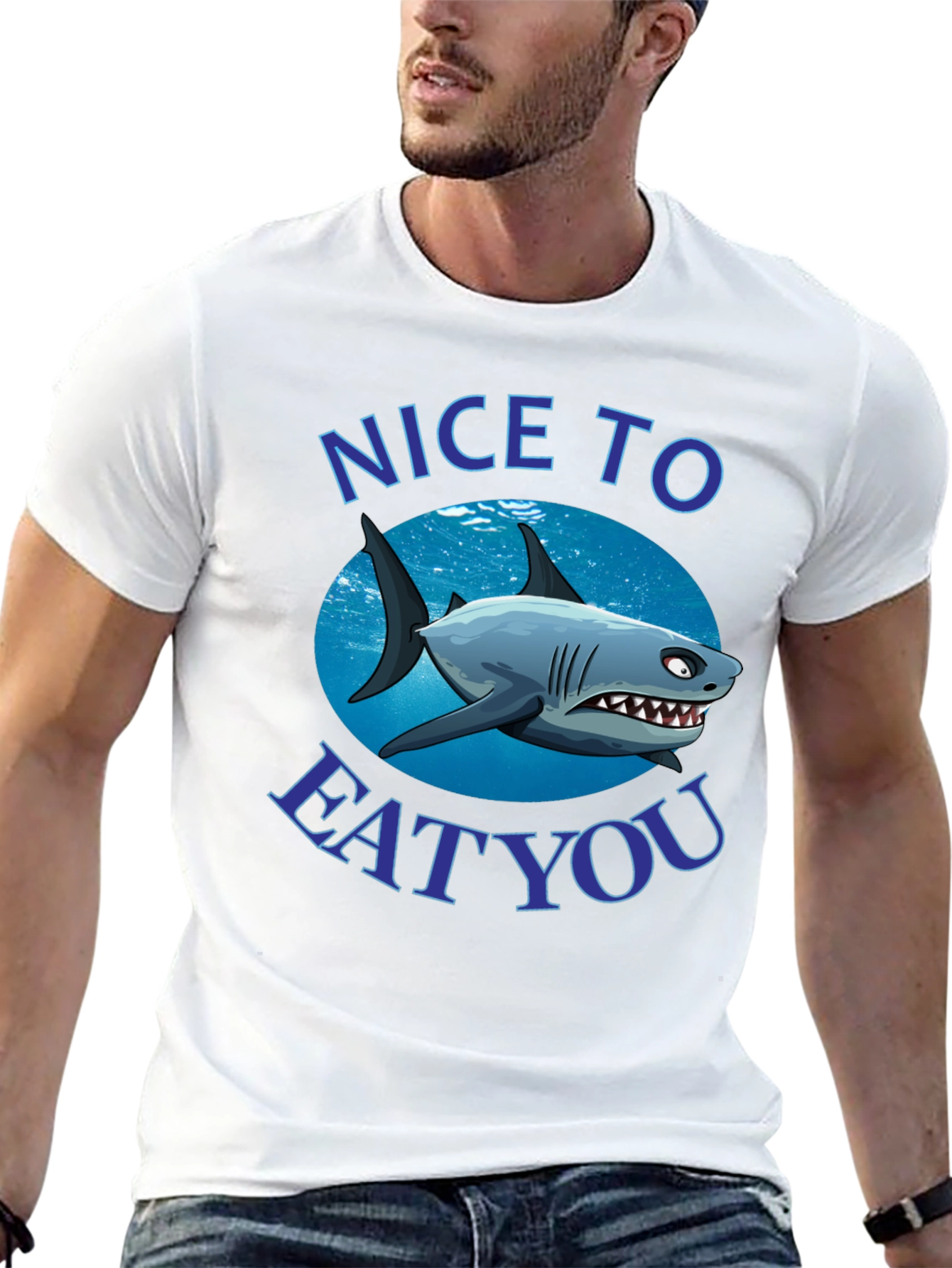 Funny Shark Graphic T-Shirt - Nice to Eat You