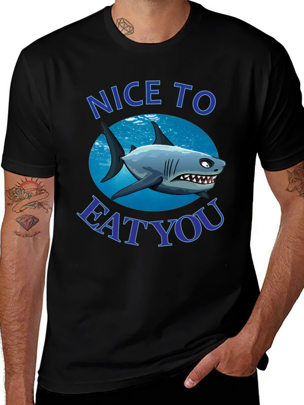 Funny Shark Graphic T-Shirt - Nice to Eat You