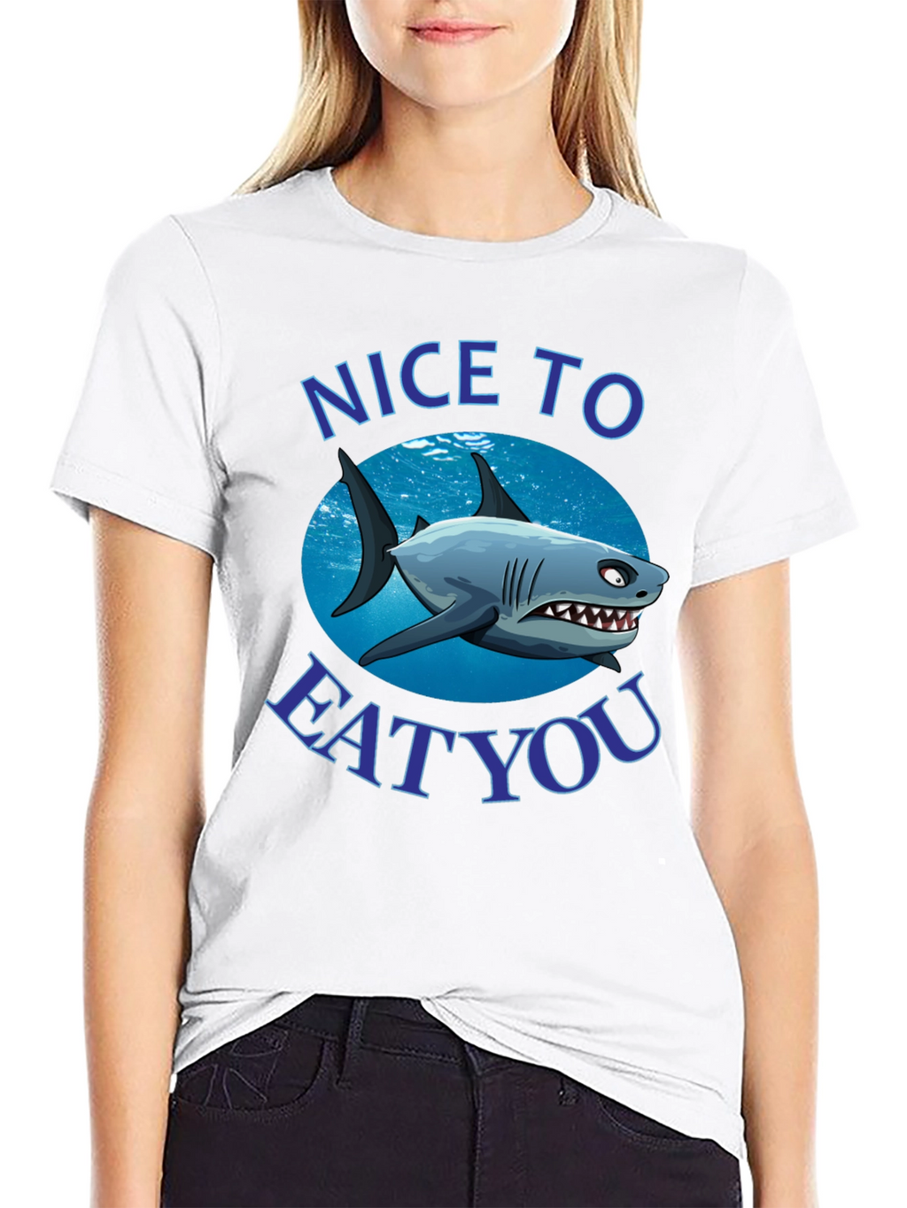 Funny Shark Graphic T-Shirt - Nice to Eat You