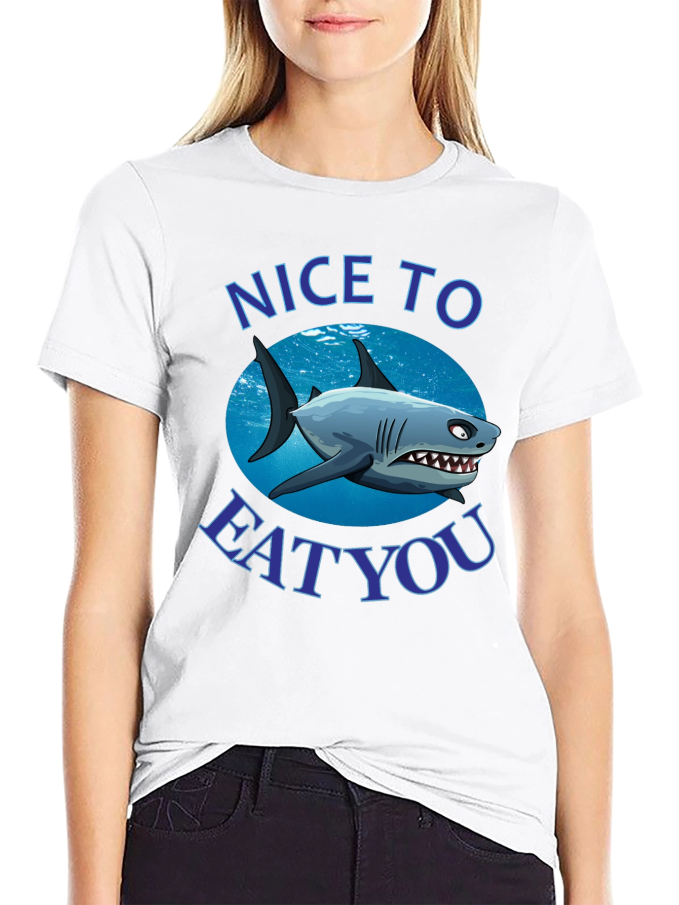 Funny Shark Graphic T-Shirt - Nice to Eat You