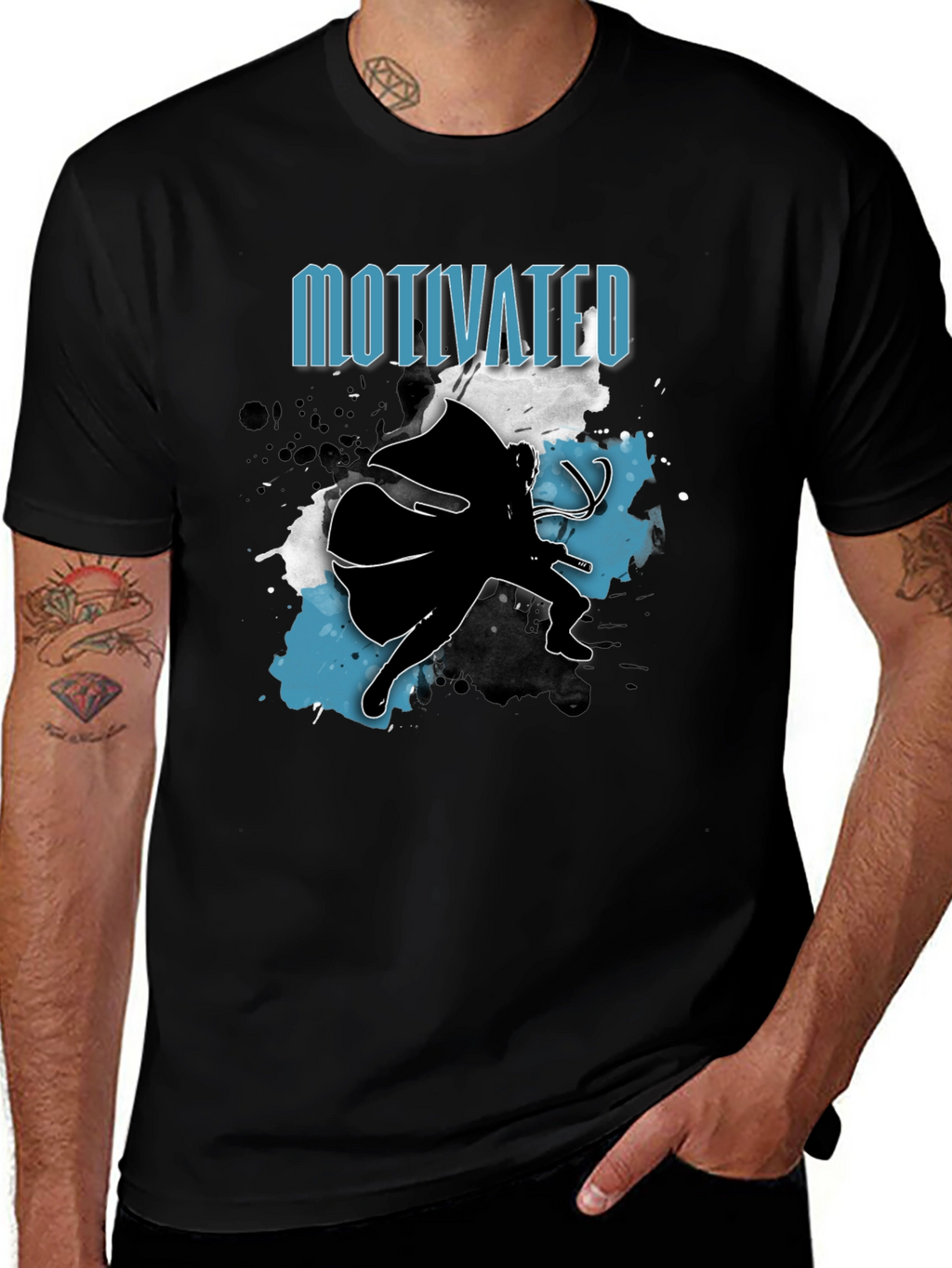 Motivated Superhero Mens Black T-Shirt