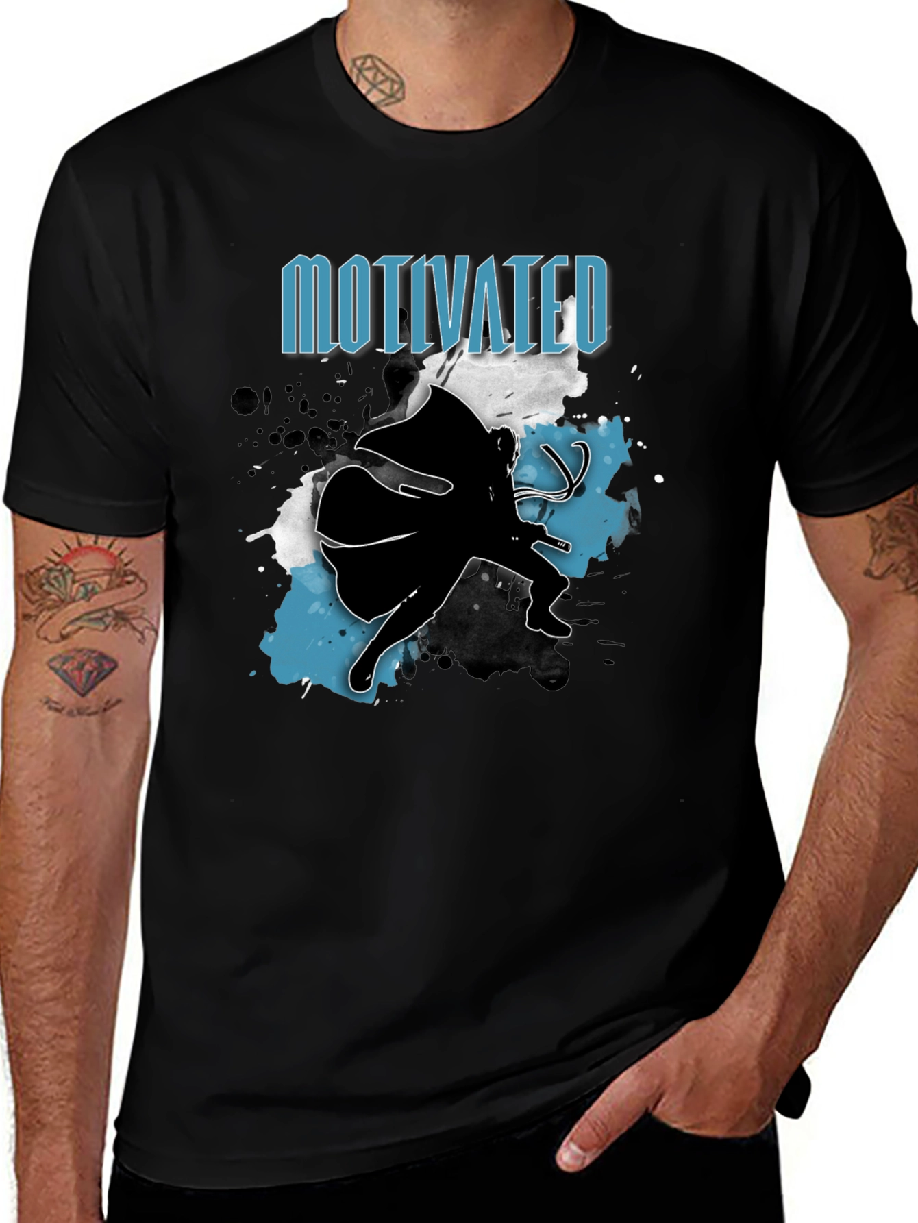 Motivated Superhero Mens Black T-Shirt