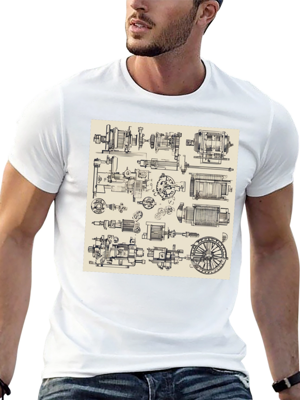 Technical Drawing T-Shirt - Black