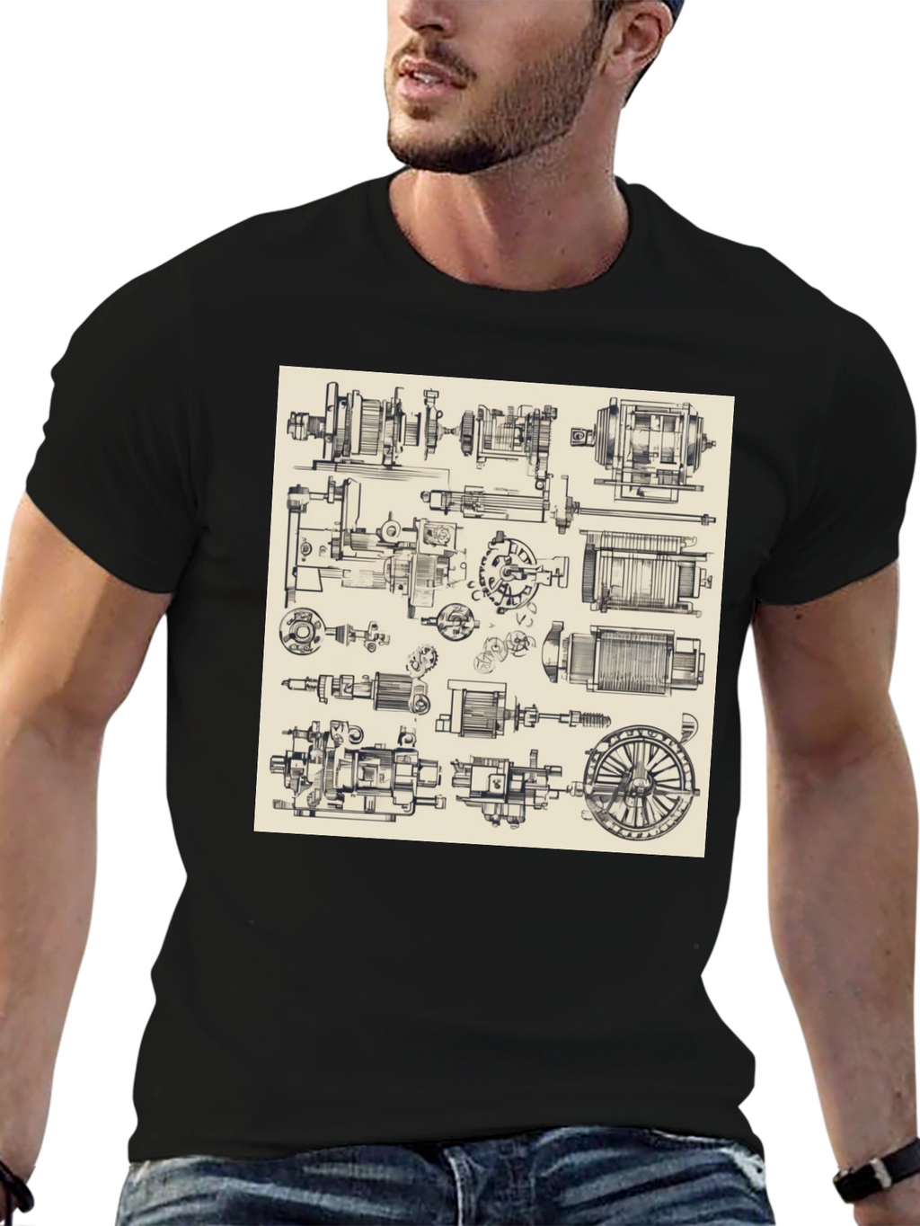 Technical Drawing T-Shirt - Black