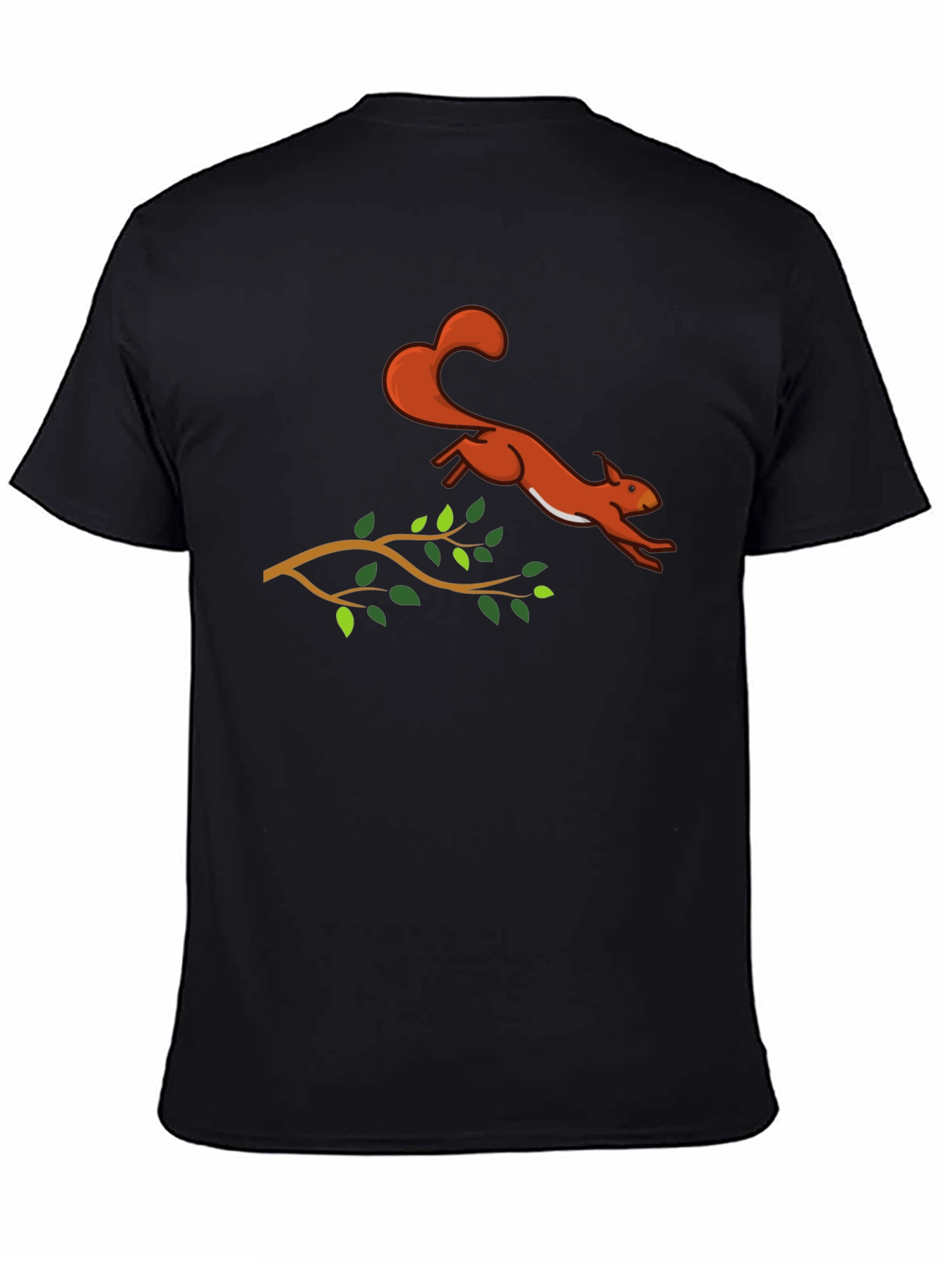 Squirrel Leaping T-Shirt - Black Cotton Graphic Tee