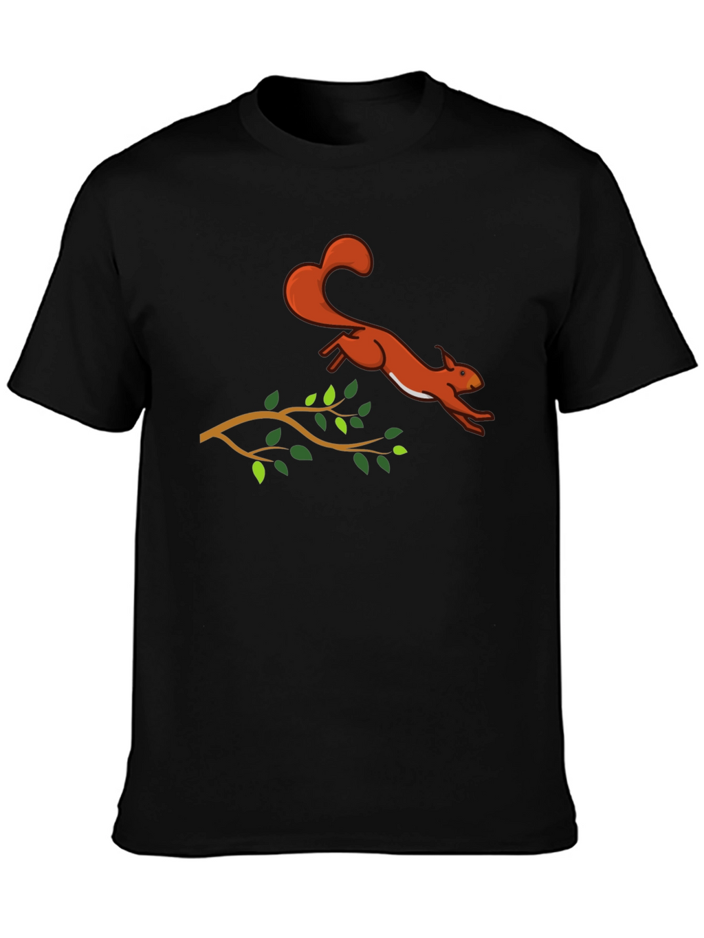 Squirrel Leaping T-Shirt - Black Cotton Graphic Tee