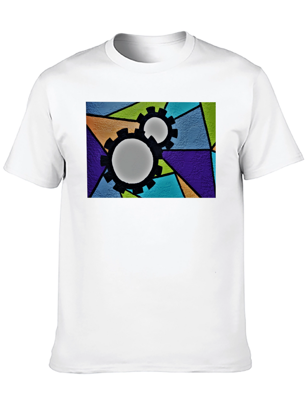 Geometric Gears Graphic T-Shirt - Modern Art Tee
