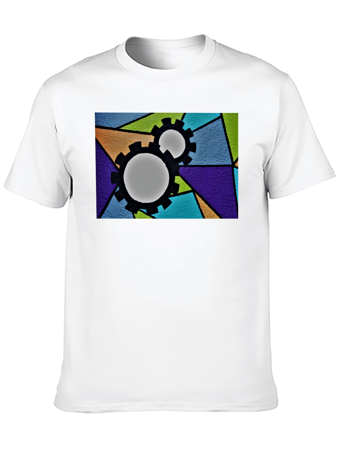 Geometric Gears Graphic T-Shirt - Modern Art Tee