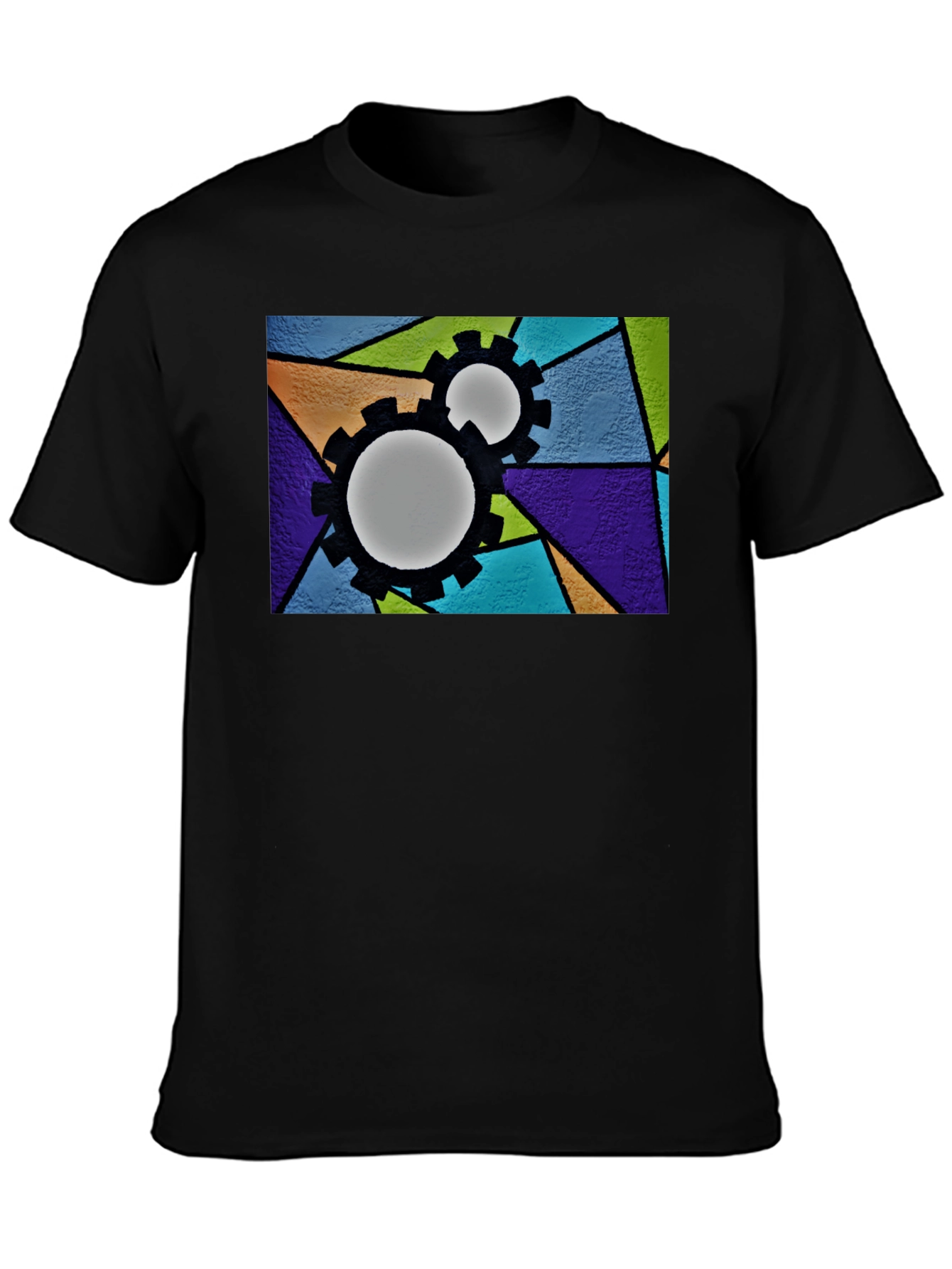 Geometric Gears Graphic T-Shirt - Modern Art Tee