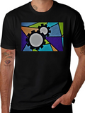 Geometric Gears Graphic T-Shirt - Modern Art Tee