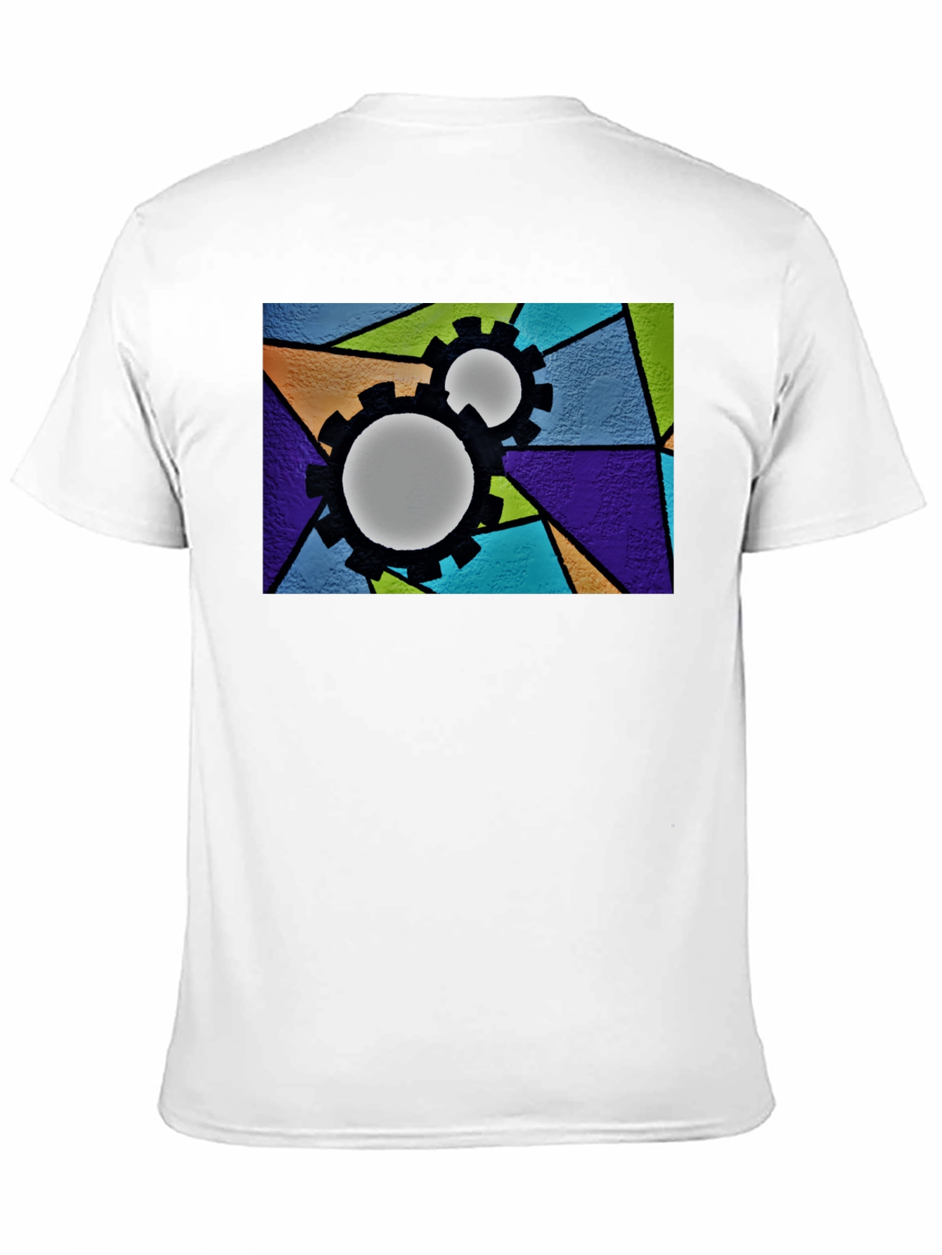Geometric Gears Graphic T-Shirt - Modern Art Tee