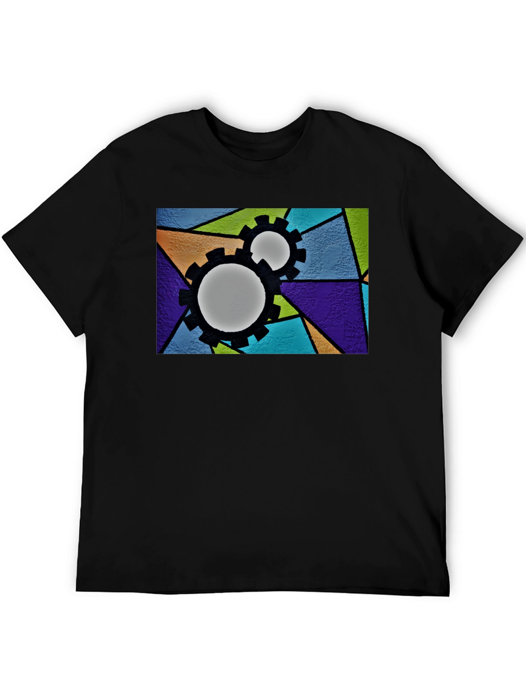 Geometric Gears Graphic T-Shirt - Modern Art Tee