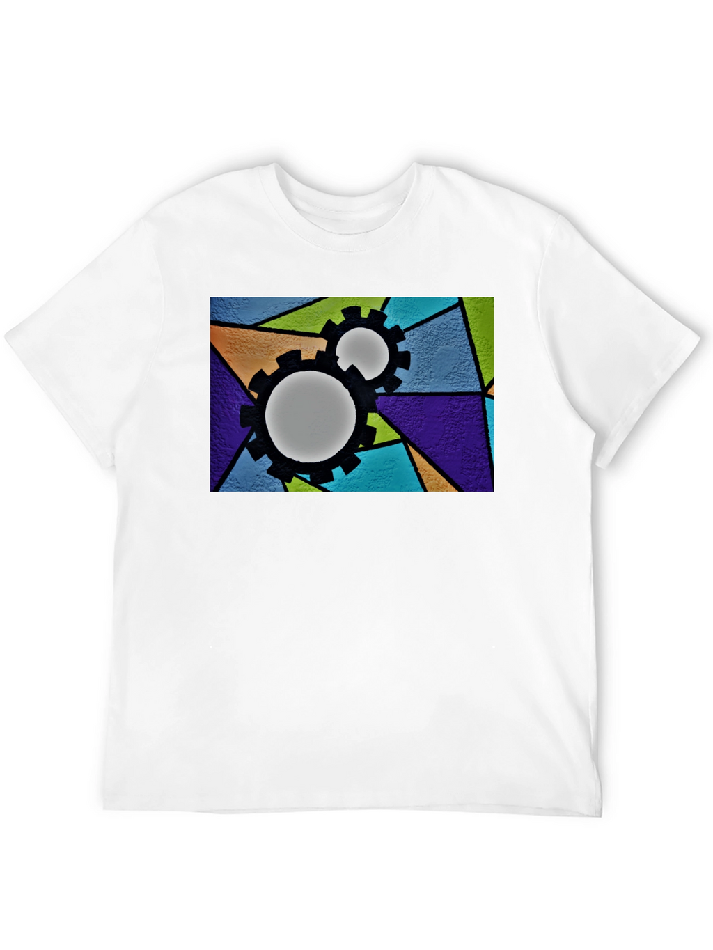 Geometric Gears Graphic T-Shirt - Modern Art Tee