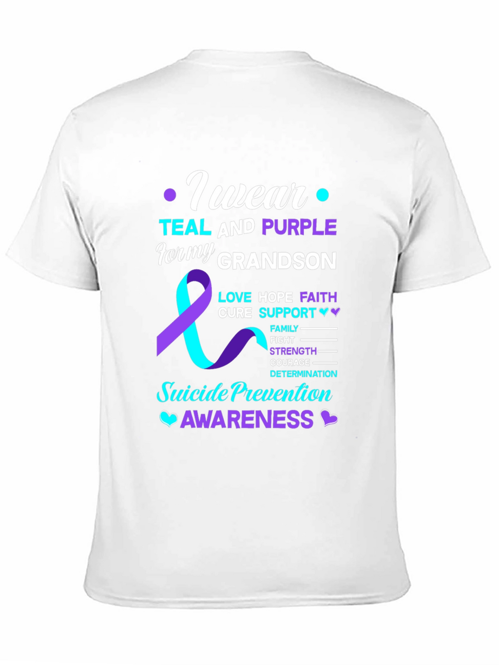 Suicide Prevention Awareness Teal & Purple Grandson T-Shirt