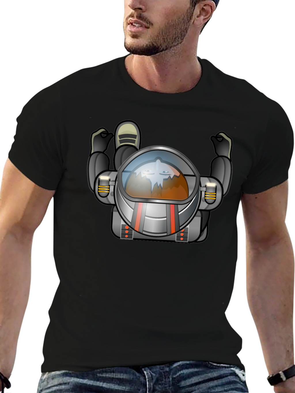 Cool Astronaut Graphic Black T-Shirt
