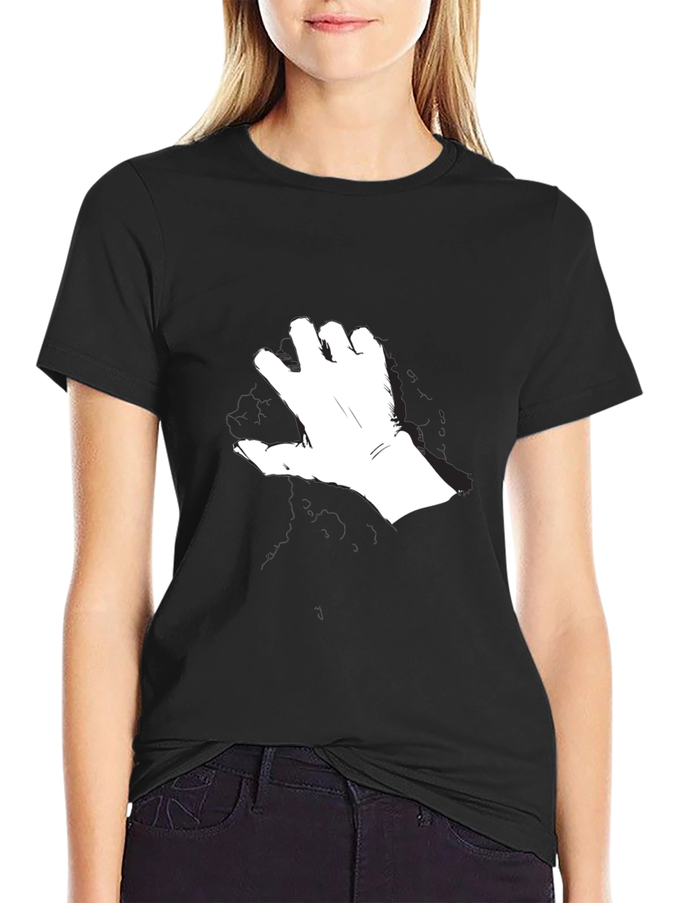 Abstract Hand Graphic T-Shirt - Modern Black Tee
