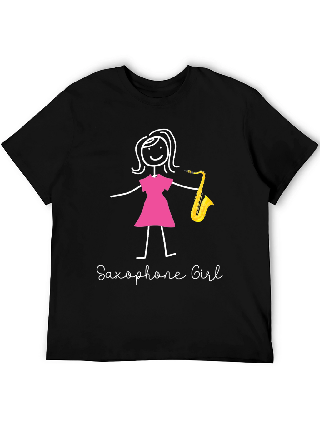 Saxophone Girl Graphic T-Shirt - Black Unisex Tee