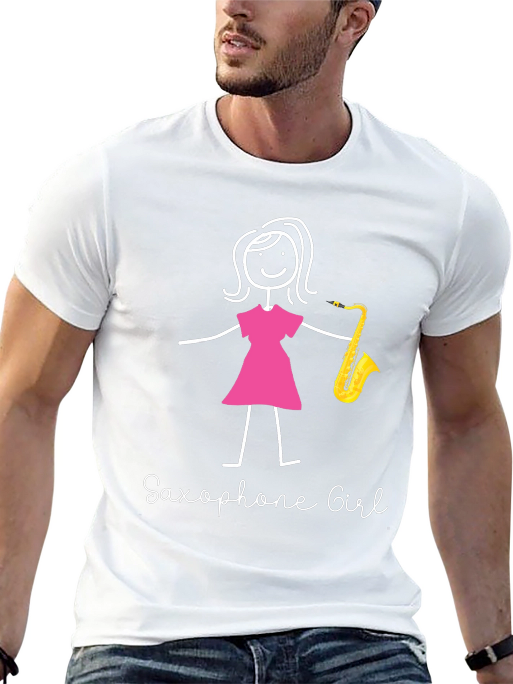 Saxophone Girl Graphic T-Shirt - Black Unisex Tee