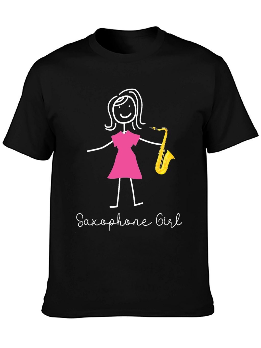 Saxophone Girl Graphic T-Shirt - Black Unisex Tee