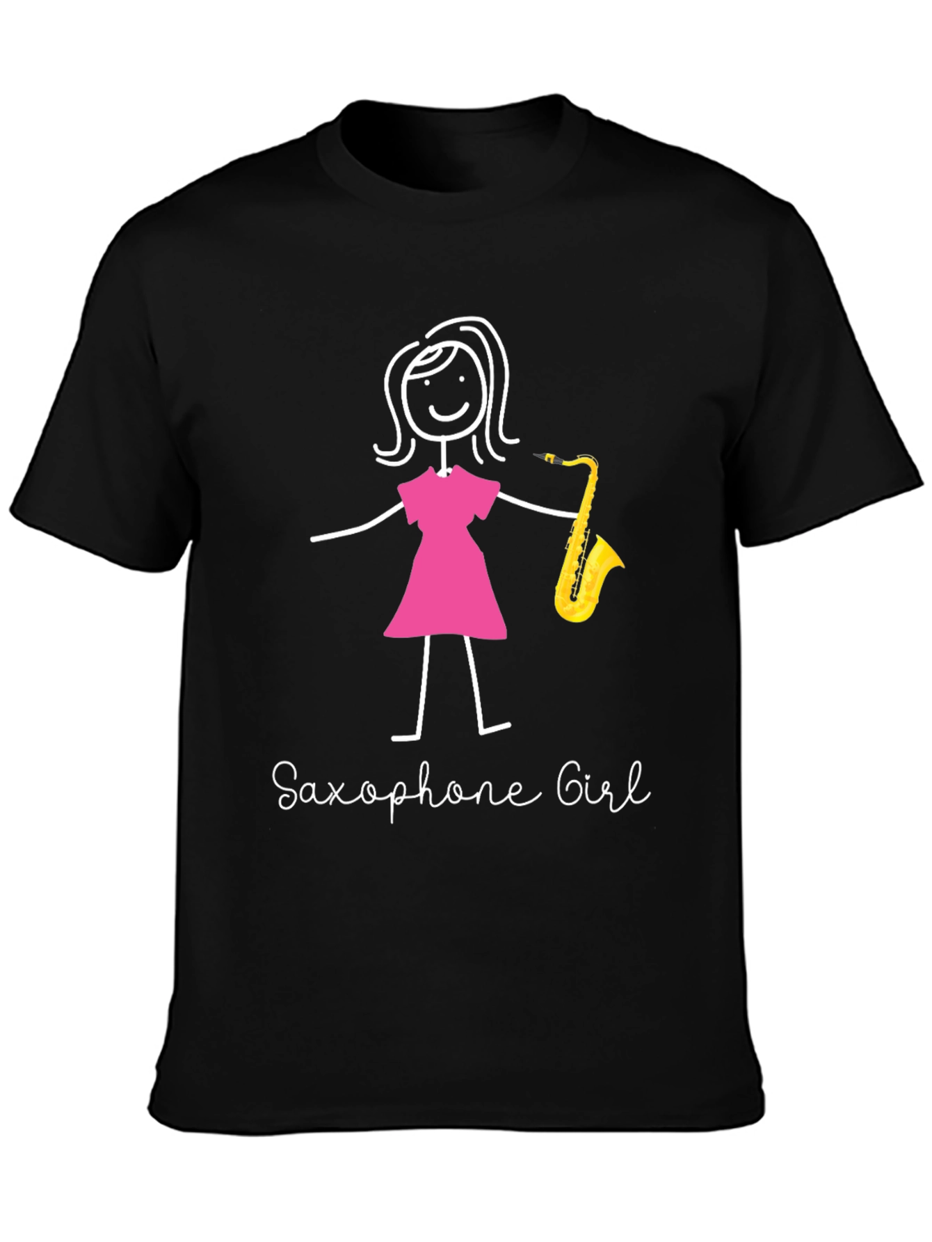 Saxophone Girl Graphic T-Shirt - Black Unisex Tee