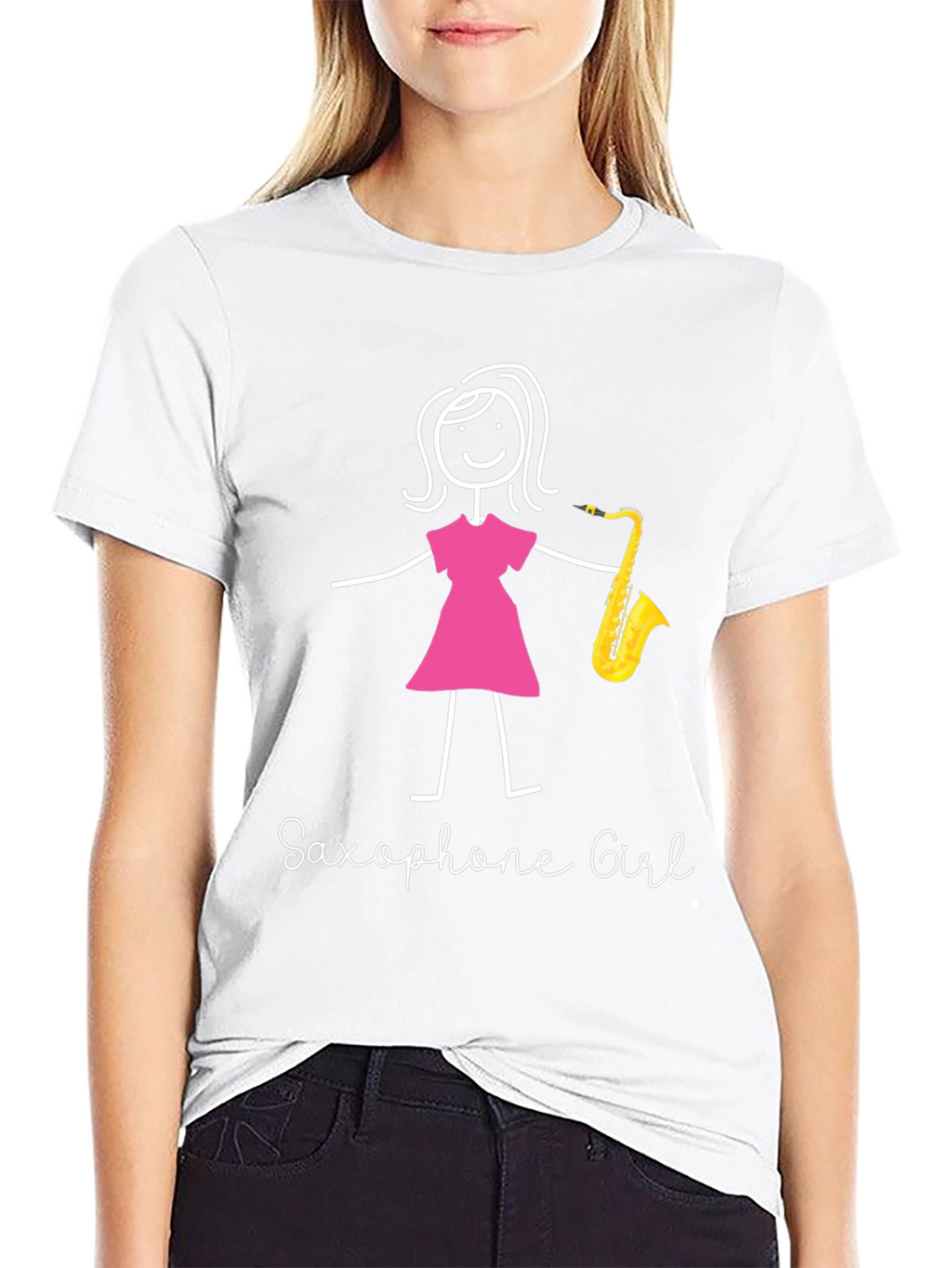Saxophone Girl Graphic T-Shirt - Black Unisex Tee