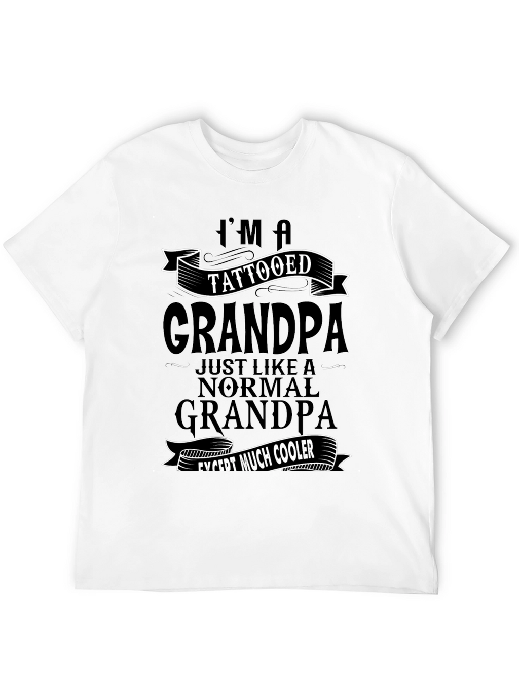 Tattooed Grandpa Black Graphic T-Shirt