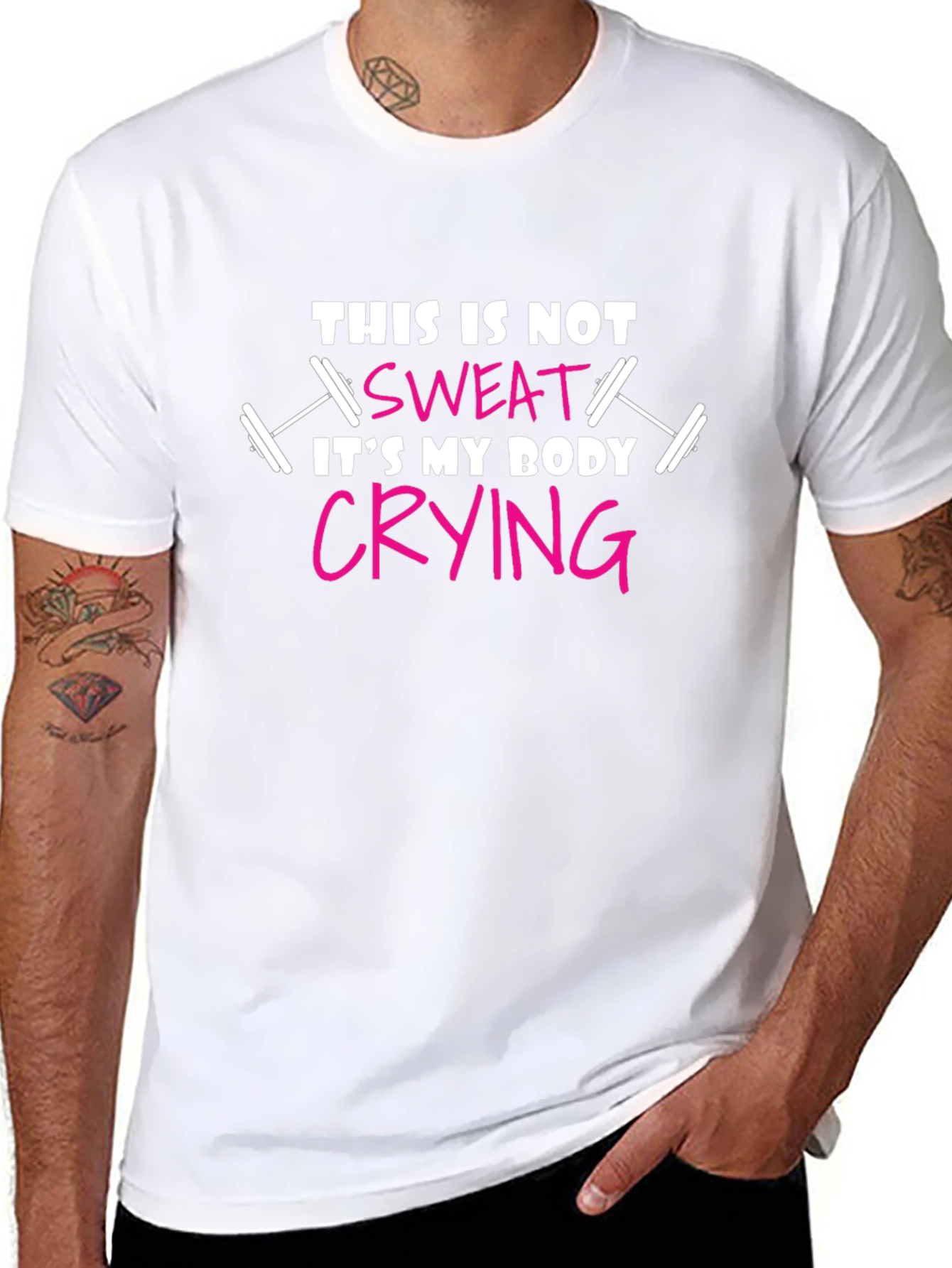 Workout Humor T-Shirt: Body Crying Design
