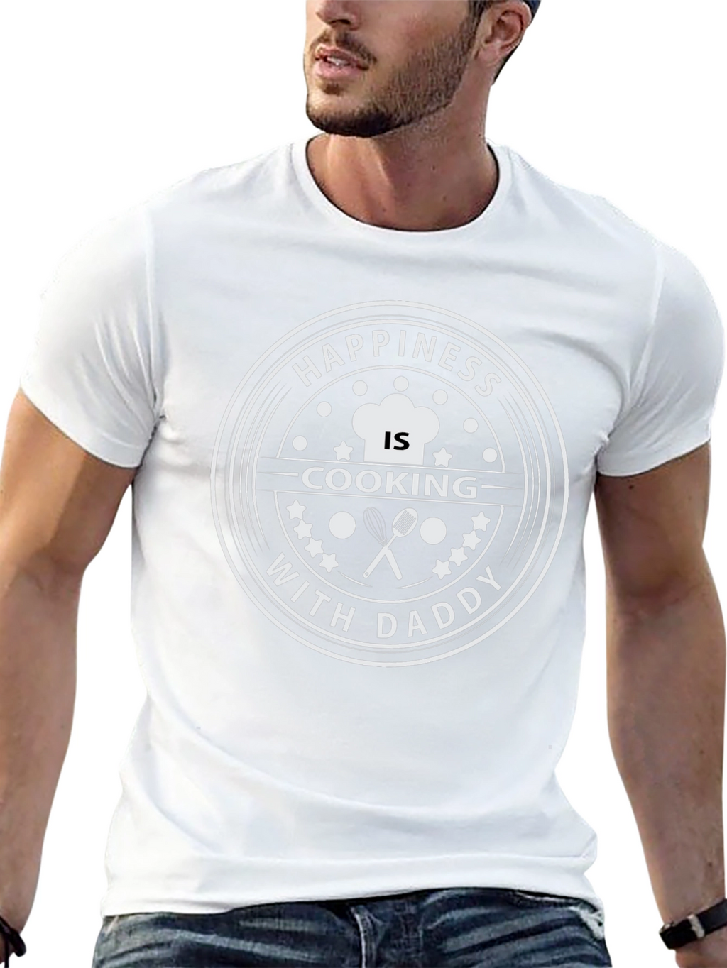 Happiness is Cooking With Daddy - Black T-Shirt