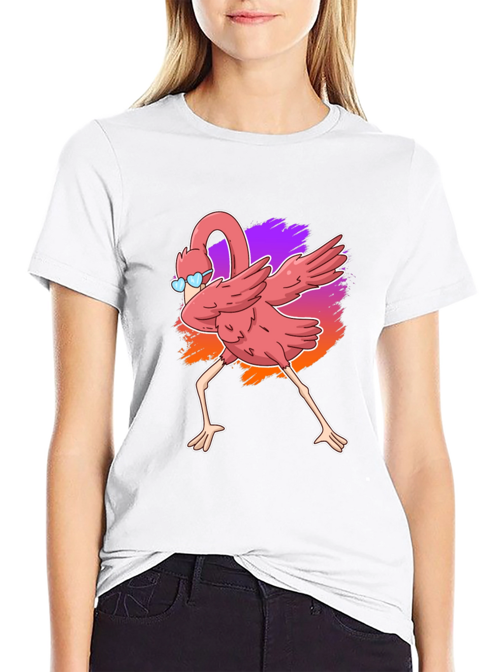 Dabbing Flamingo Graphic Tee - Cool Bird Shirt
