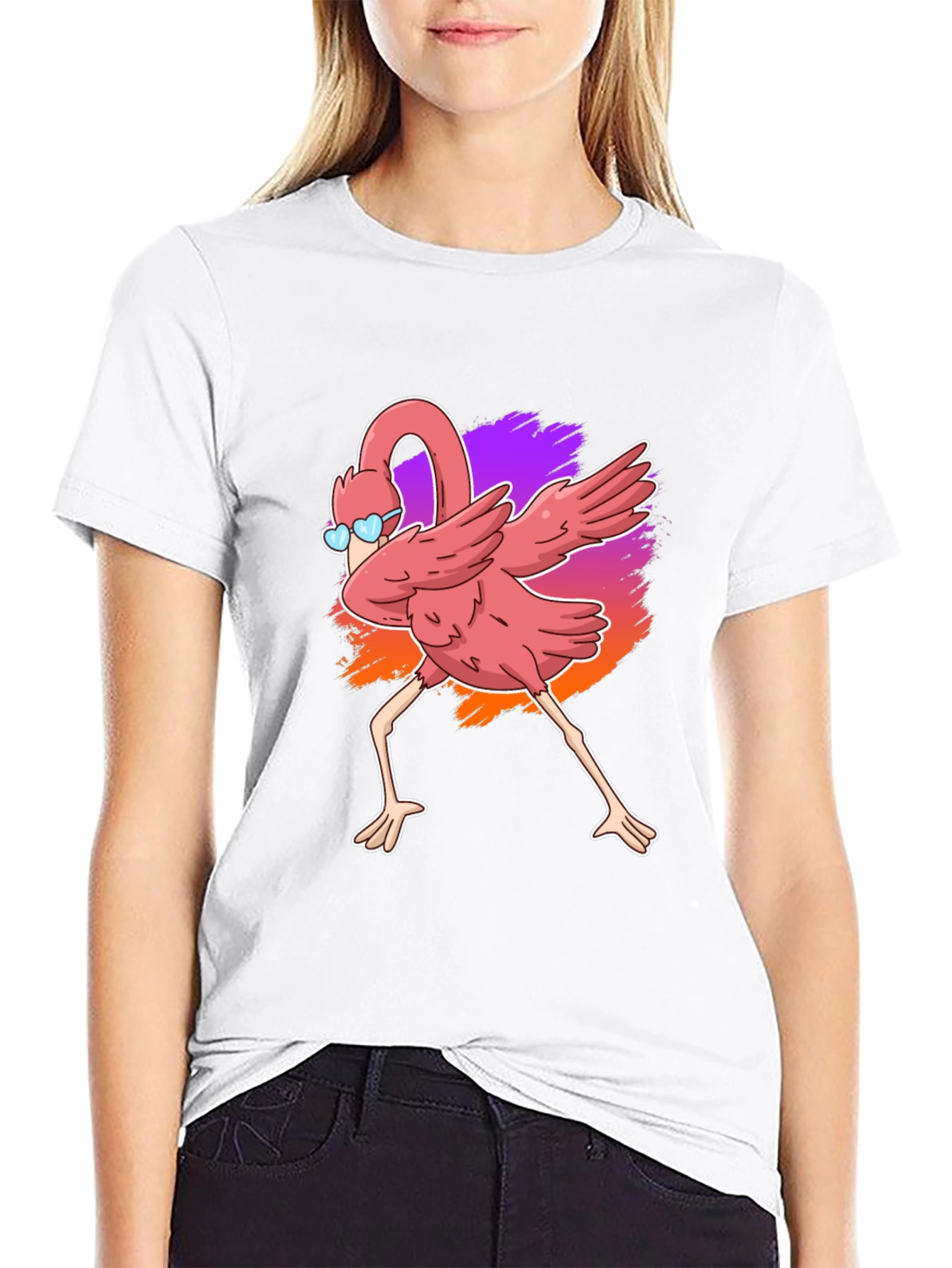 Dabbing Flamingo Graphic Tee - Cool Bird Shirt