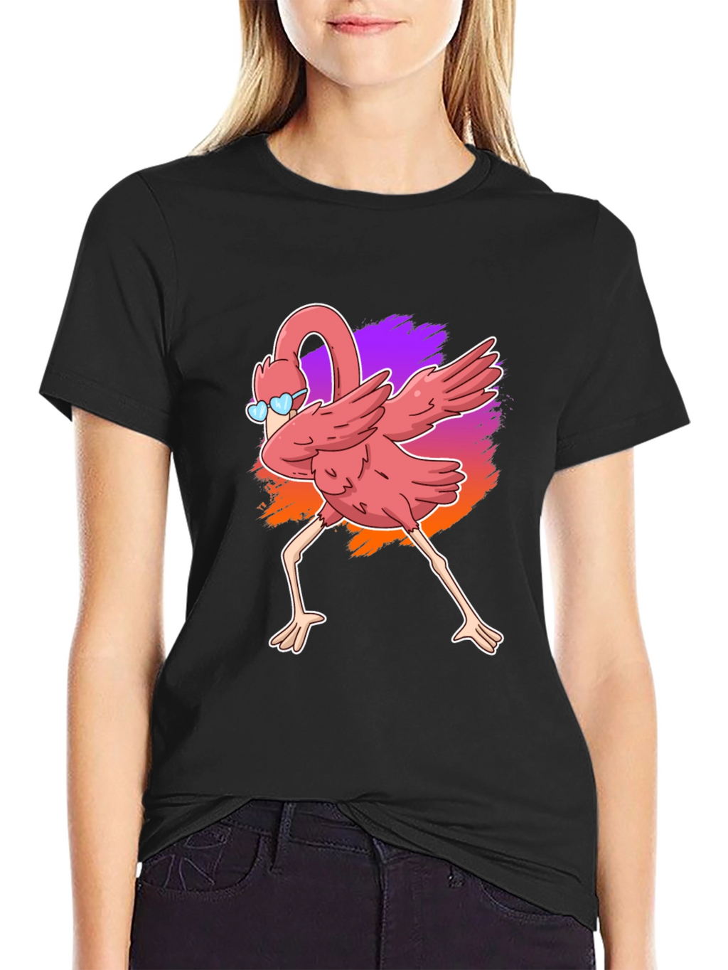 Dabbing Flamingo Graphic Tee - Cool Bird Shirt