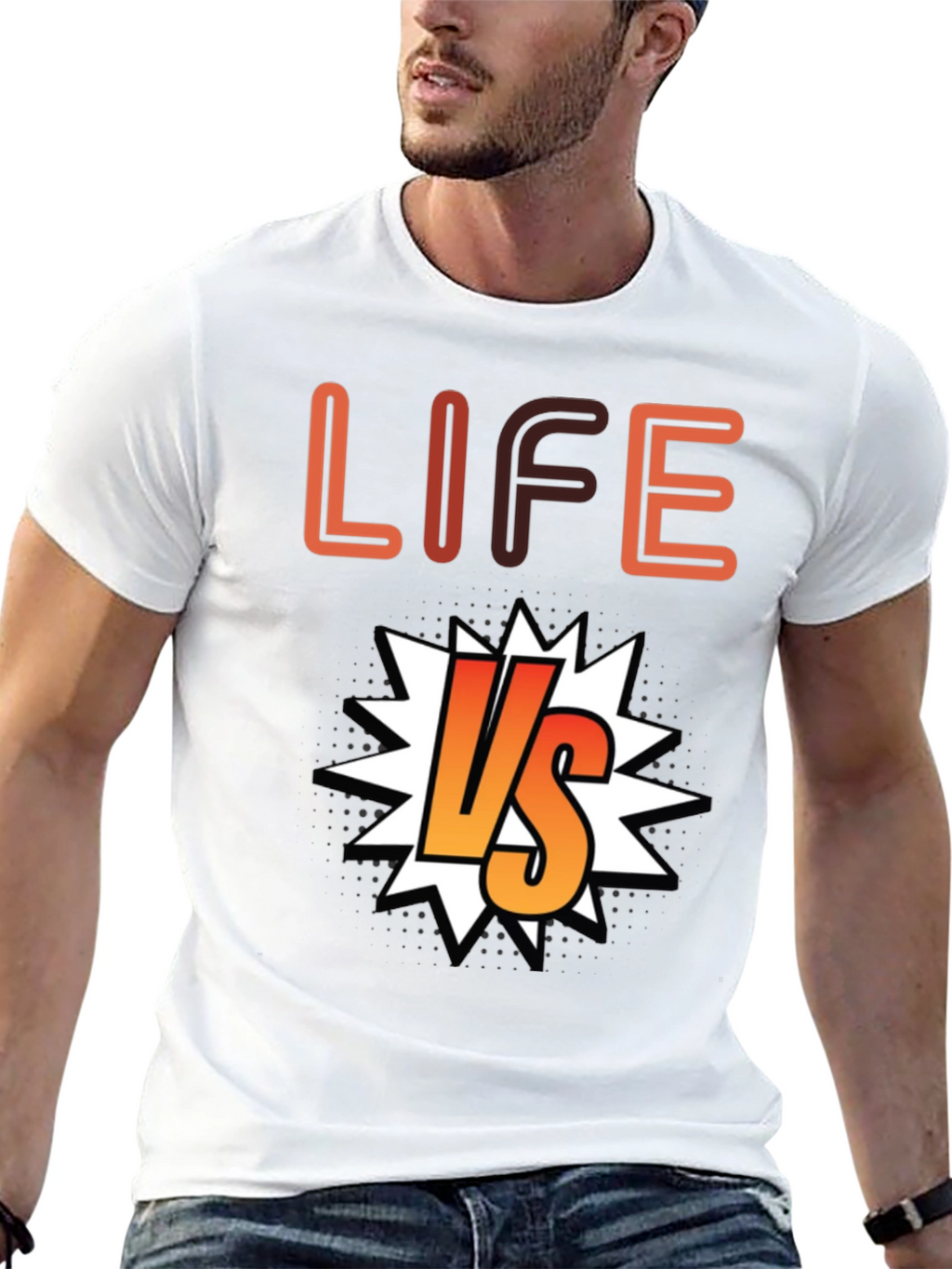 Life vs. T-Shirt - Black Cotton Graphic Tee