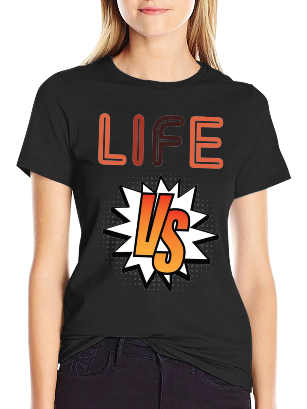 Life vs. T-Shirt - Black Cotton Graphic Tee