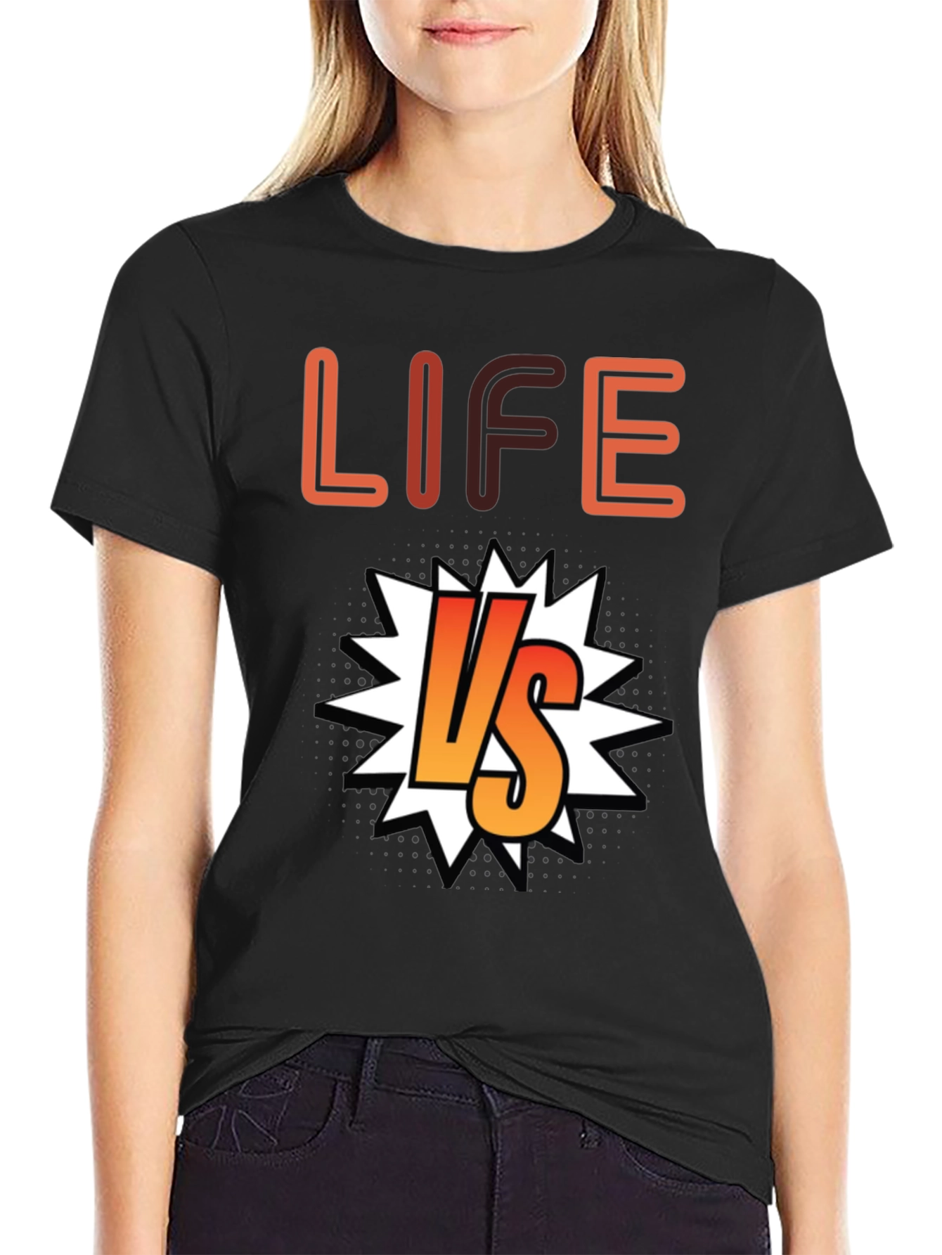 Life vs. T-Shirt - Black Cotton Graphic Tee