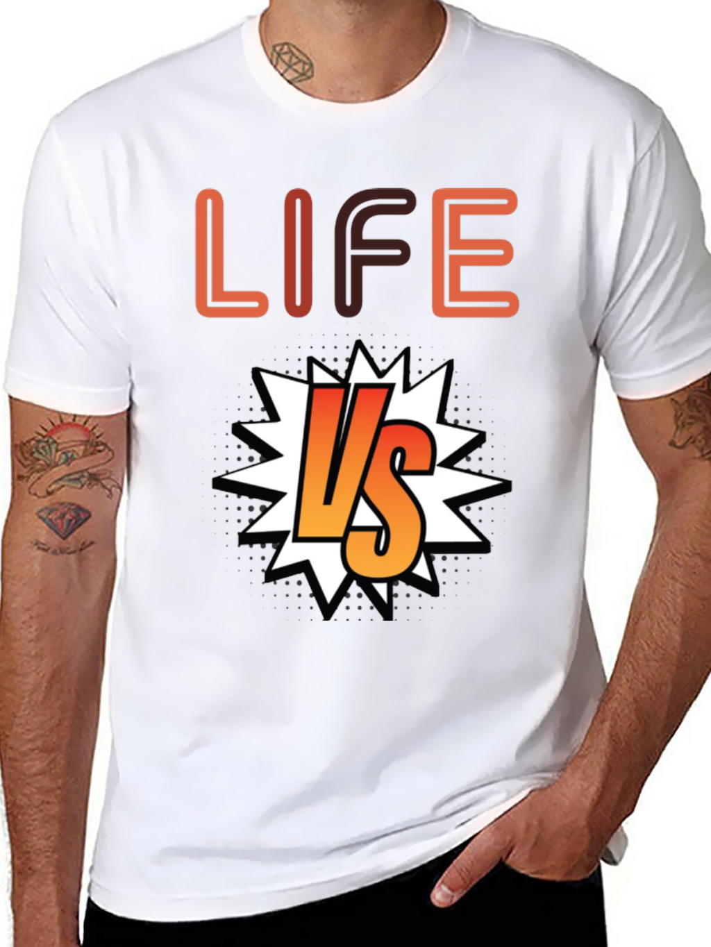 Life vs. T-Shirt - Black Cotton Graphic Tee