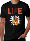 Life vs. T-Shirt - Black Cotton Graphic Tee