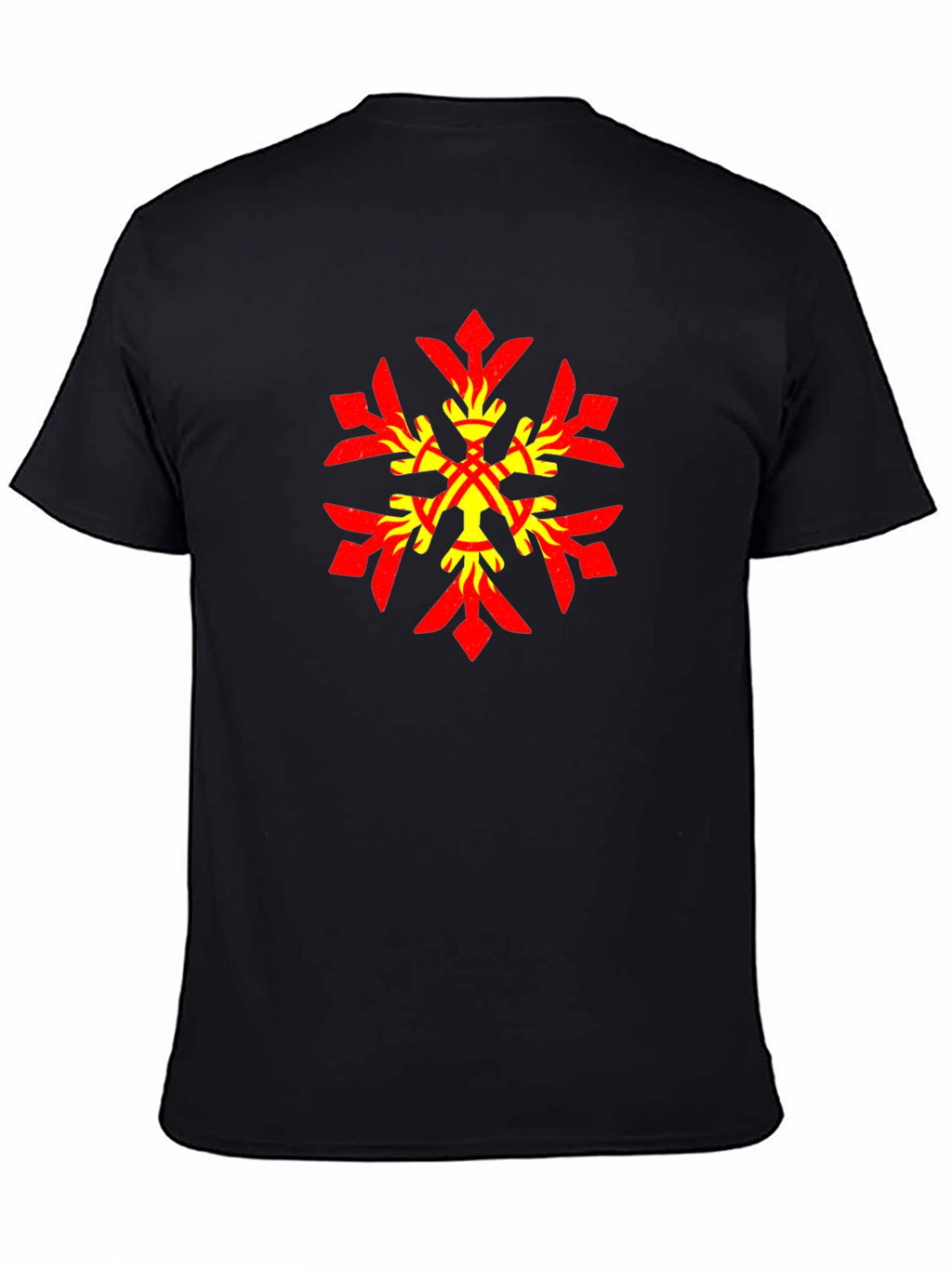 Geometric Snowflake Graphic Tee - Stylish Black Cotton Blend