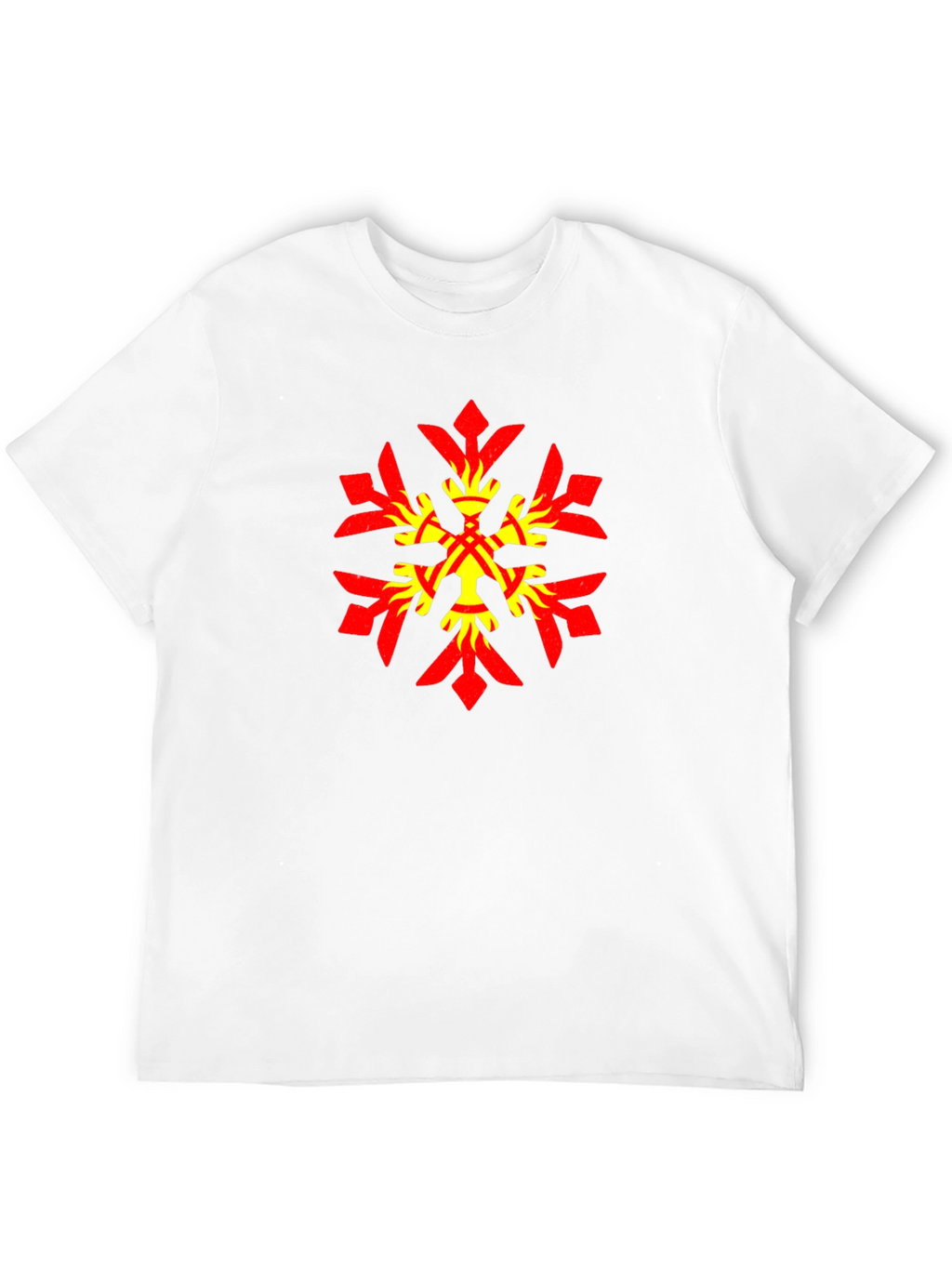 Geometric Snowflake Graphic Tee - Stylish Black Cotton Blend