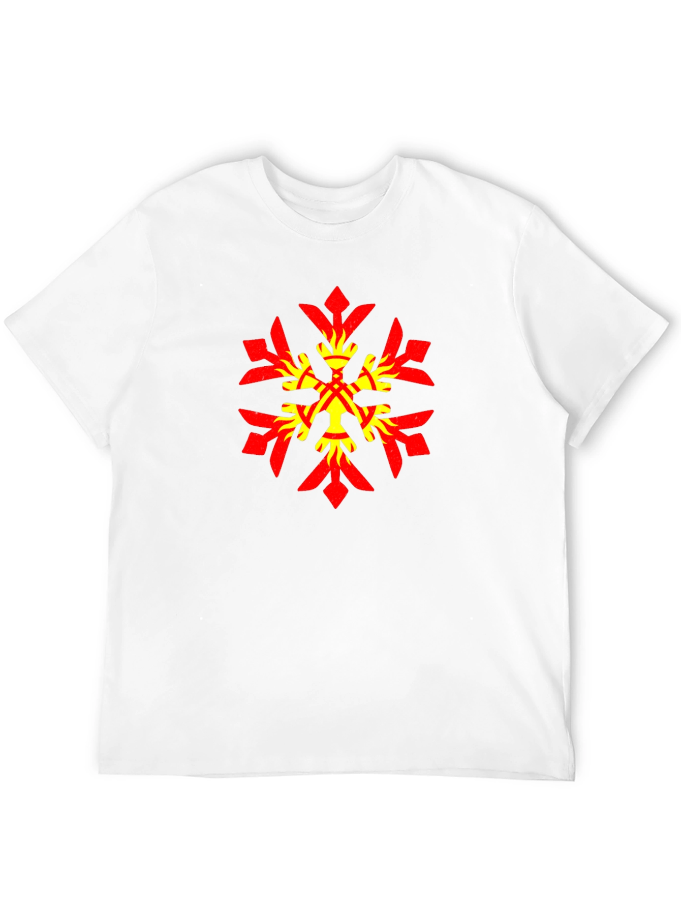 Geometric Snowflake Graphic Tee - Stylish Black Cotton Blend