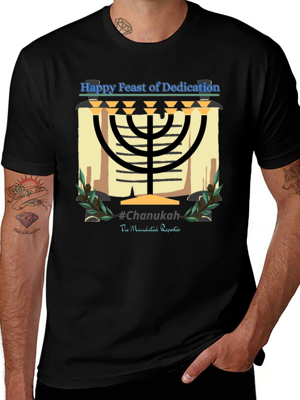 Hanukkah Menorah T-Shirt - Happy Feast of Dedication