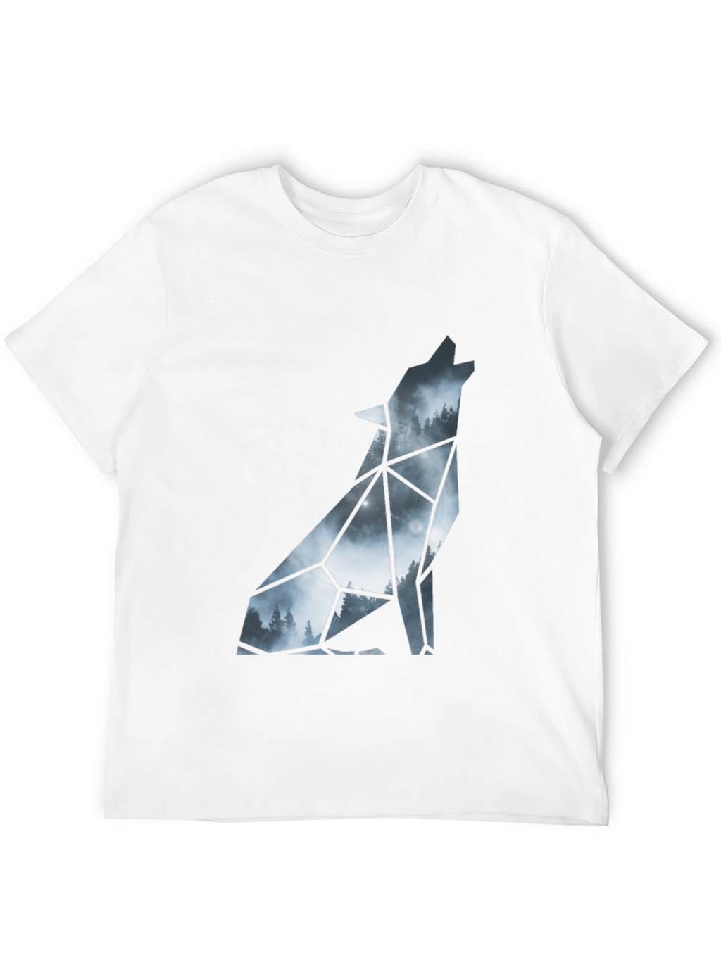 Geometric Wolf Silhouette Black T-Shirt